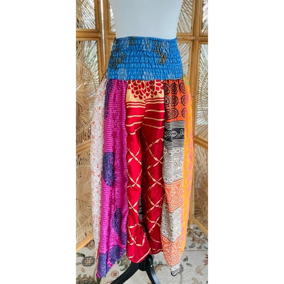 Jessica Taylor Pants - Jessica Taylor Hippie Wide Leg Patchwork Sari Harem Pants
